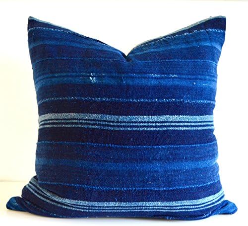 20x20 Indigo Blue Vintage Mali Mudcloth Square Pillow Cover