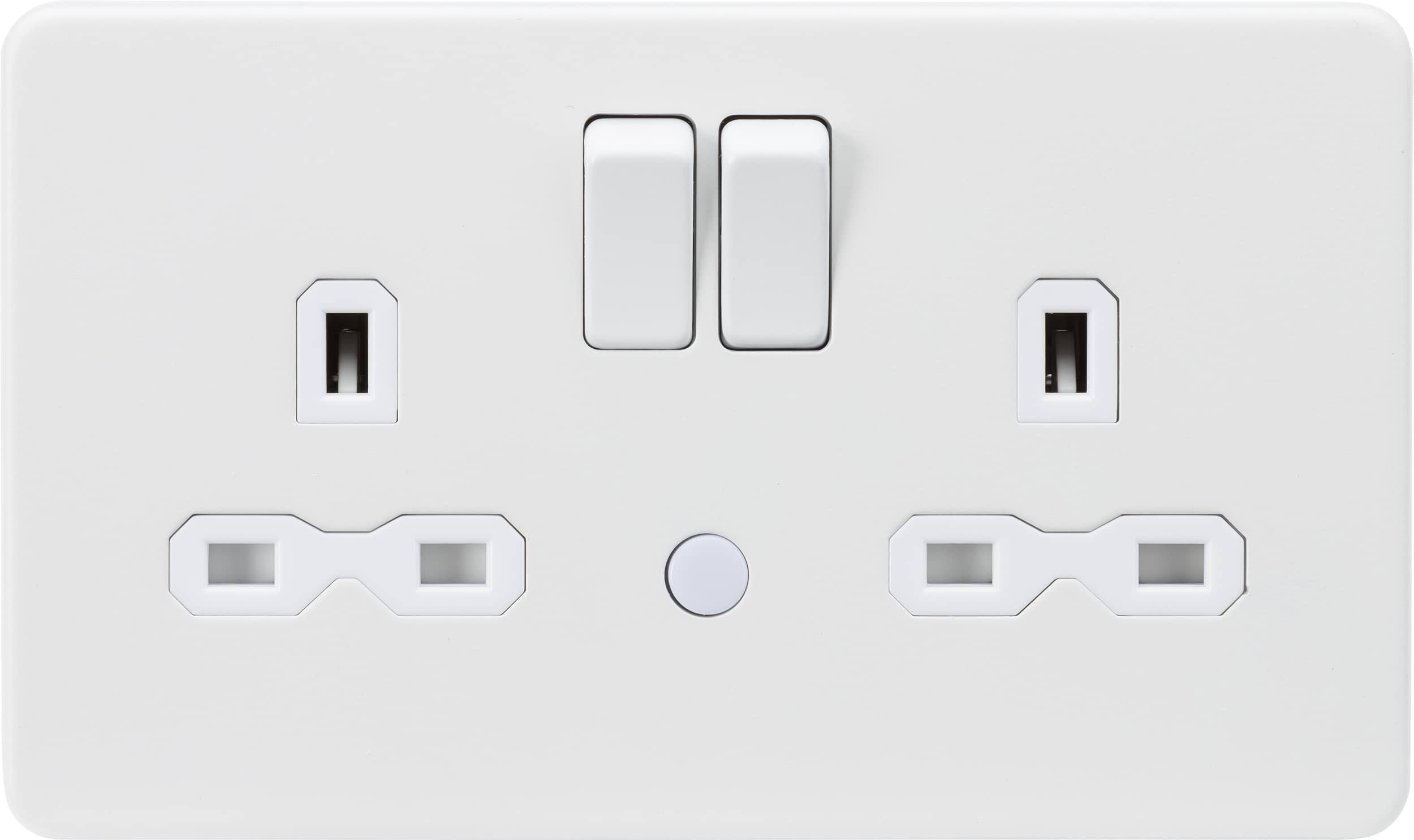 Knightsbridge 13A 2G DP Switched Socket with Night Light Function - Matt White