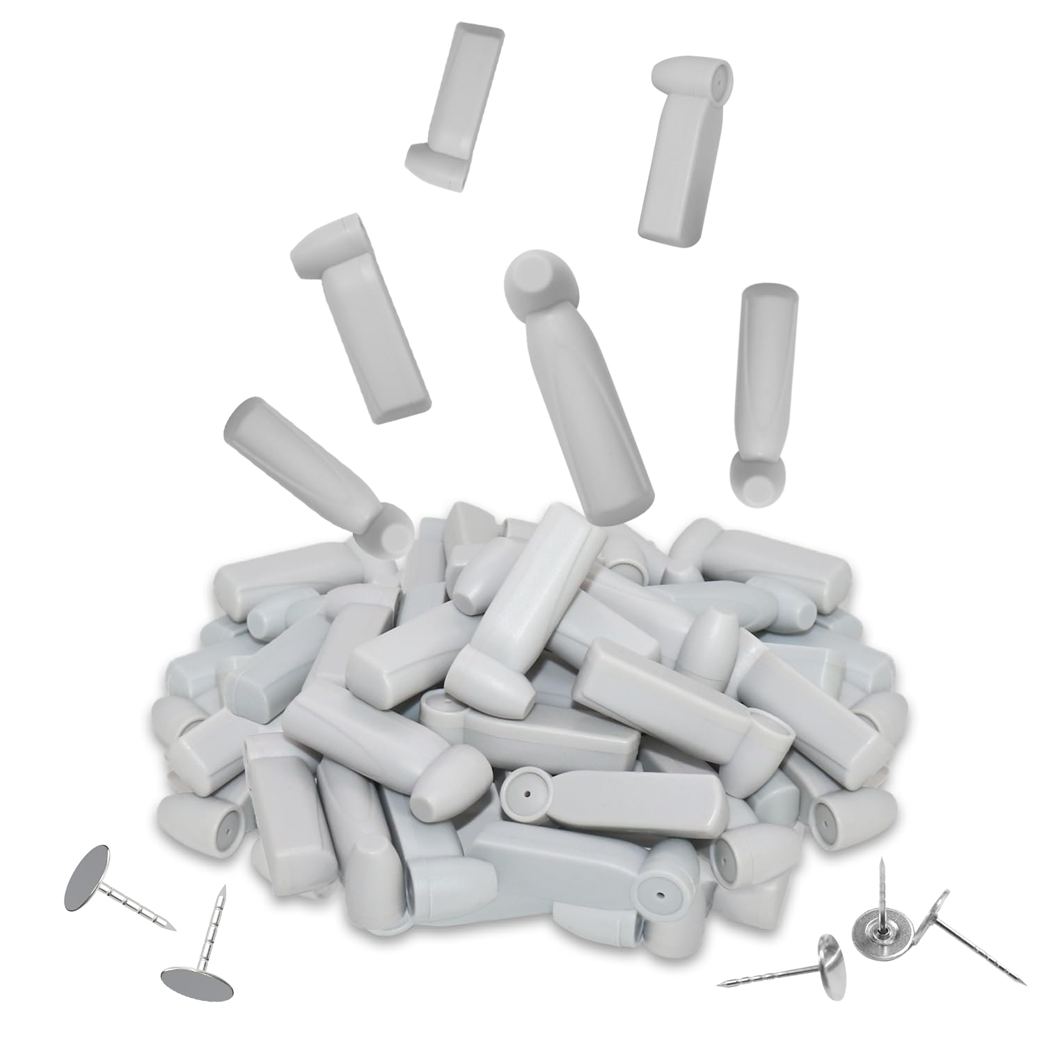 100 Pcs Hard Clothing Tags, Mini Retail Mini Tag with 100 Pins, Tag Compatible with AM-58khz System Compatible Checkpoint for Clothes Shoes Bags