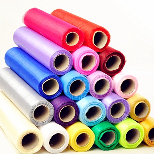 RayLineDo 50cm X 50M Organza Roll Soft Sash Fabric Wedding Chair Cover Bows Table Runner for Party in Royal Blue - Thumbnail 3