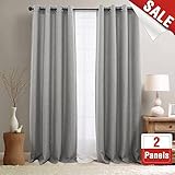 jinchan Linen Fabric Moderate Blackout Curtain Panels for Bedroom Room Darkening Drapes for Living Room Window Treatment Set (2 Panels, 84-Inch, Soft Gray)