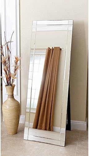 Full Length Floor Mirror Tall Wall Standing Mount Beveled Frame Vertical Leaning