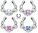 Lacey Single Opal 16g Septum Hanger Clip On Non No Piercing - Choose Blue, White, Pink or Purple Synthetic Opal