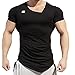 EVERWORTH Men's Muscle Bodybuilding T Shirts Irregular Fitness Gym Workout Short Sleeve Tees (Black, US M: (Chest 36