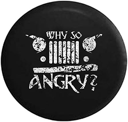 Distressed - Angry Eyes Jeep Grill "Why So Angry" Wrangler JK TJ Spare Tire Cover 28 Inch