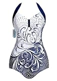 COCOPEAR Women's Printing One Piece Plus Size Swimsuit Pin Up Swimwear(FBA)