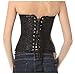 SHAPERX Women's Sexy Lace up Back Satin Overbust Corset Waist Cincher Corset Bustier Top Lingerie Dress Costume With G-string Black, SZ1070-Black-XXL
