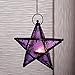 MISHIN Glass Star Shaped Moroccan Lantern Hanging Candleholder with Chain,Purple