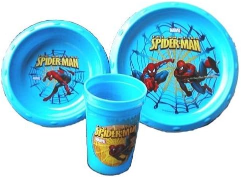 4 Piece Spiderman Dinnerware Set - Plate - Bowl - Cups