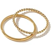 BENIQUE 18K Gold Stacking Rings for Women, Dainty Slim Gold Plated Stainless Steel Non-Tarnish Waterproof Stackable Band Jewelry Size 4-11