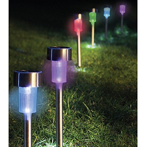 Set of 6 Solar LED MultiColour Changing Stake Garden Lights Amazon.co