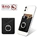 takyu Card Holder for Back of Phone, Cell Phone Card Holder with Ring Grip Phone Wallet Stick on Phone or Case, RFID Blocking Credit Card Holder Card Pocket Compatible for Most Smartphones (Black)