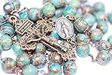 Large Heaven and Earth Jasper 10mm 5 Decade Natural Stone Bead Rosary in Copper Made in Oklahoma