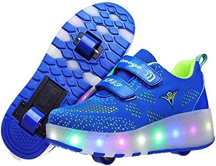 Ulike Kids Led Roller Sneakers USB Rechargeable, Junior Girls Boys LED Light Up Flashing Skate Shoes Sport Sneakers with Wheels