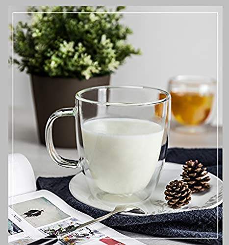 Cooko Doppelwandige Gläser,Kristall Kaffeeglas,Thermoglas Kaffeetasse,Hoher Borosilikat Becher 350ml für Tee,Latte,Milch… – Bild 7