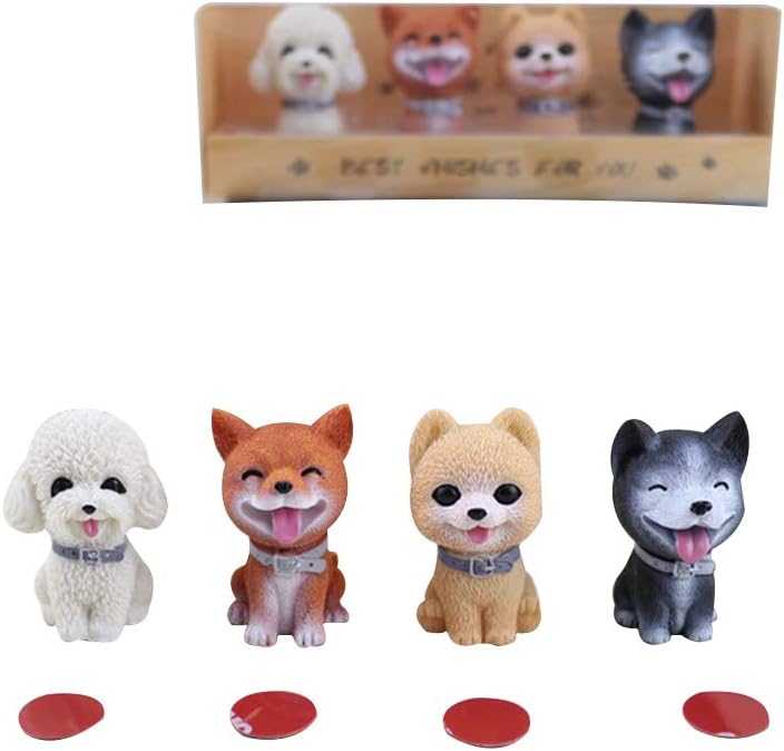 IUUWTMV 4 Pcs Miniature Dog Lucky Dog Cute Dog Sculpture/Statue for Home/Car Decoration Creative Home Crafts Toy Christmas Birthday Gift Desk Decorations