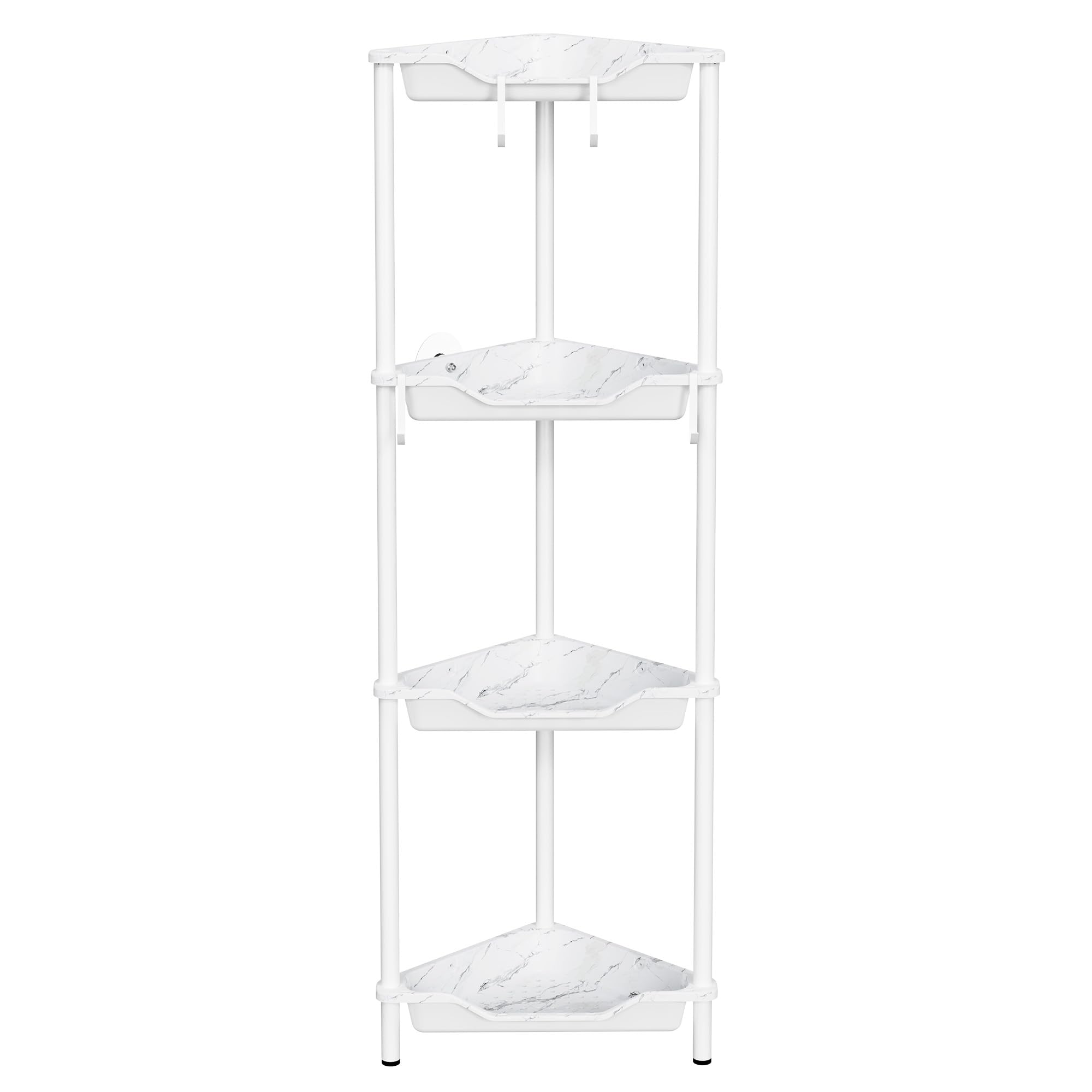 Photo 1 of Orimade Rustproof 4 Tier Floor Standing Corner Shower Caddy Organizer, Plastic Metal Splicing Floor Corner Shelf Rack Storage Stands for Bathroom, Marble