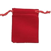 KUPOO 50 Pieces Wholesale Lot - Red Velvet Cloth Jewelry Pouches/Drawstring Bags 3" X 4"