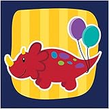 Creative Converting 16 Count 3 Ply Little Dino Party Beverage Napkins, Blue/Green/Orange