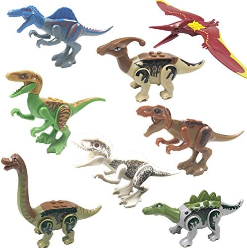 IROCH Dinos Toy - ABS Dinosaur Building Blocks Miniature Action Figures Toys - 8pcs