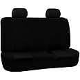 FH Group Car Seat Cover Rear Seat Cover for Back Seat Cloth - Universal Fit for Cars with Solid Bench, Black Car Seat Protector for Dogs and Kids, Car Interior Accessories for SUV, Sedan and Van