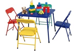 Homy Casa Folding Table and Chairs Set for Kids Dining Room Daycare and Classrooms, Children's Activity Table and Chairs Set, Space Save (Blue, 5 Piece)