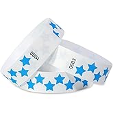 500 Pcs Stars Paper Wrist bands for Events Waterproof Wristbands Lightweight Festival Identification Bracelets Neon Adhesive Event Arm bands for Party（Blue）