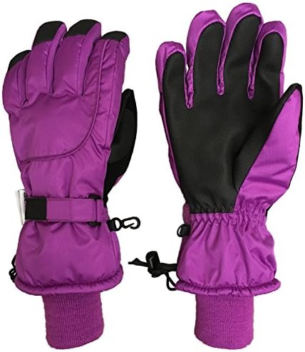 N'Ice Caps Adults Unisex Extreme Cold Weather 80 Gram Thinsulate Waterproof Ski Gloves (Women's Large/X-Large, Neon Purple)