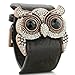 Leather and Crystal Owl Cuff Bracelet