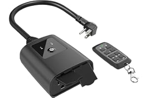 Gmornxen Outdoor Timer Outlet Waterproof, Remote Control Light Timer with 2, 4, 6 or 8 Hours Countdown Mode, Plug in Timer Switch 150ft Operate Range, 2 Grounded Outlets for Garden Patio, ETL Listed