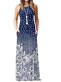 Lyheller Women Sleeveless Floral Printed Loose Maxi Dresses Casual Long Dresses with Pockets