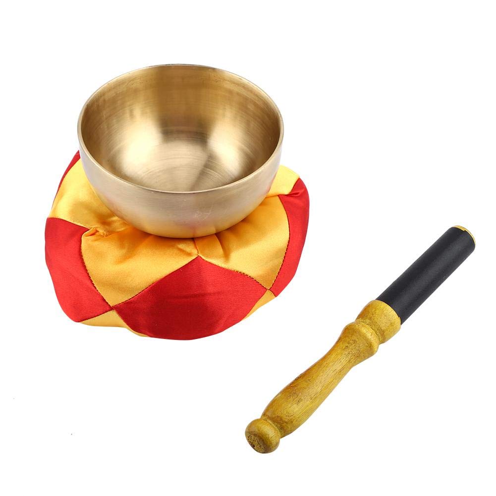 1 Set Tibetan Singing Bowl Set Buddhism Meditation Brass Singing Bowl Stick with Cushion Craft