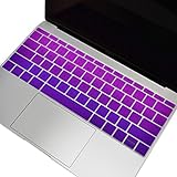 TOP CASE - Faded Ombre Series keyboard Cover Silicone Skin for MacBook Pro 13 inch A1708 (No TouchBar) Release 2017 & 2016 / Macbook 12-inch Retina A1534 with TOP CASE Mouse Pad - Purple / Deep Purple