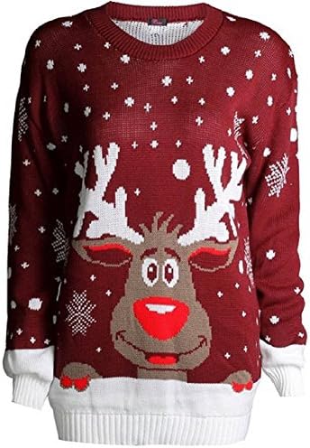 Chirstmas Jumpers Womens Plus Sizes and Normal 3D Nose Raindeer