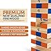 Rally and Roar Giant Tumbling Timbers Game – 2.5 feet Tall (Build to Over 5 feet) Premium Wood Version - For Adults, Family – Stacking Blocks Set w/Canvas Bag (SMT200_038P)