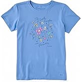 Life is Good Women's Crusher Tee Shirt, Short Sleeve Cotton Graphic T-Shirts, Earth Laughs in Wildflowers