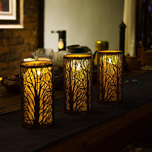 image for JIANCHUANG Flameless led Candle Light with Metal Bright Lanterns, Batt
