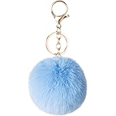Pom Pom Keychains Colorful Faux Rabbit Fur Ball Keychain Car Key Ring Soft Plush Pompoms Handbag Keyring Charm