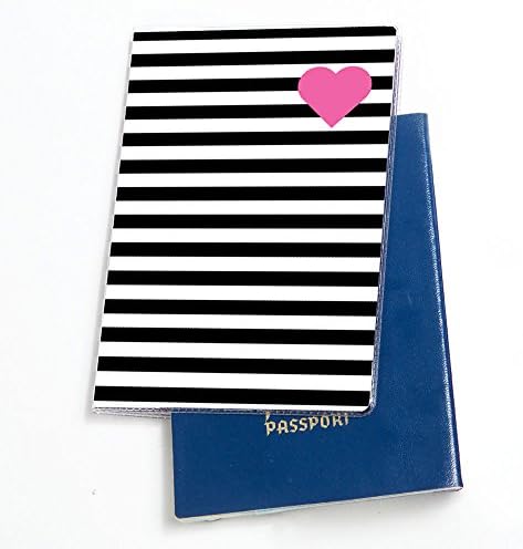 Stripe Heart Stylish Passport Case Holder Durable Lightweight PVC Passport Cover