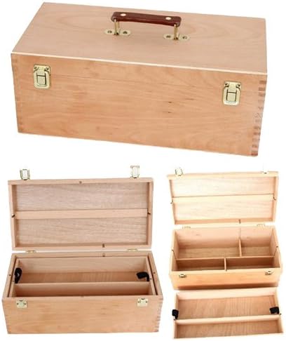 Artists wooden case XXL storage box paint brushes