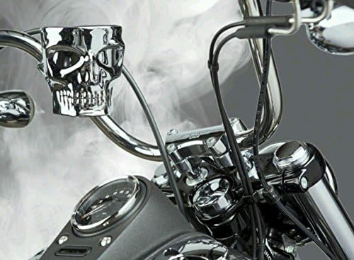 KRUZER KADDY SKULL CHROME FINISH BAR MOUNT FITS NEW HD MOTORCYCLE CUP HOLDER