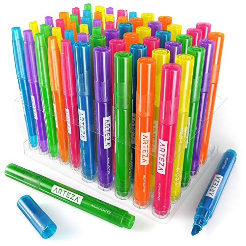 image for Arteza Highlighters Set of 60, Bulk Pack of Colored Markers, Wide and 