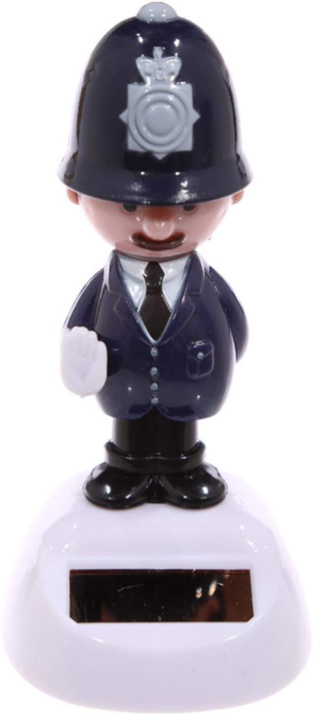 Puckator Policeman Solar-Powered Figurine, Black & White, Neutral, Decorative, Indoor & Outdoor