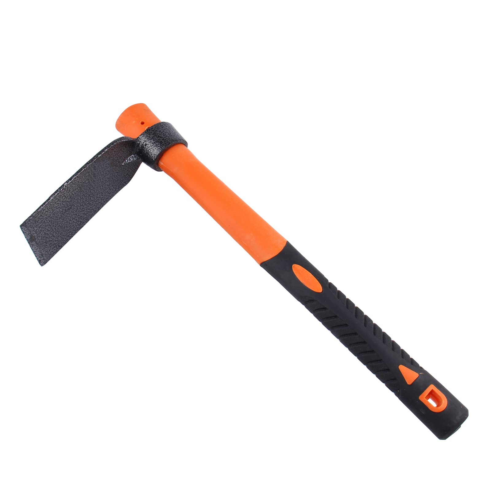 LUBAN flat hoe with durable forged adze and ergonomic non-slip fiberglass handle 38.5cm/15 inch, single head hoe for gardening, hunting, outdoor landscaping