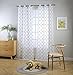 MIUCO White Sheer Curtains Embroidery Trellis Design Grommet Curtains 95 Inches Long for French Doors 2 Panels (2 x 37 Wide x 95