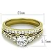 Lanyjewelry 0.6 Carat Round Cut CZ Women's Gold IP Stainless Steel Engagement Ring Set- Size 5