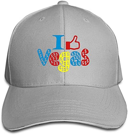 YLSD J'aime Vegas Tattoo Dollars I Like Vegas Unisex Washed Twill Sandwich Bill Cap Adjustable Peaked Baseball Cap Fashion Golf Hat Cool Baseball Caps &amp; Golf Capsflat Along The Baseball Cap Ash