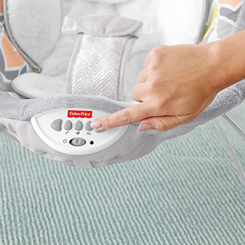 Fisher-Price Sweet Snugapuppy Deluxe Bouncer, portable bouncing baby seat with overhead mobile, music, and calming vibrations