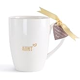 HOME SMILE Mother's Day Gifts for Aunt Mug with Handle-Aunt Gifts from Niece Birthday Christmas Valentine's,Engraved Tea Cup Novelty Coffee Cup for Office Work,12 oz Ceramic