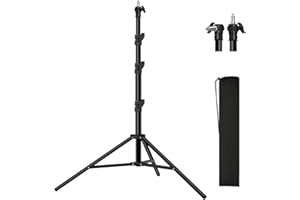 SOONPHO Heavy Duty Light Stand 9.8ft /3m Photography Tripod Light Stand Metal Adjustable Spring Cushioned with Carry Bag 1/4” to 3/8” Universal Screw for Photography LED Video Light, Ring Light, Monolight